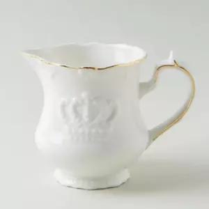 크라운 서버 허브 골드라인 밀크 화이트 커피도구 차 홈카페 저그 275ml