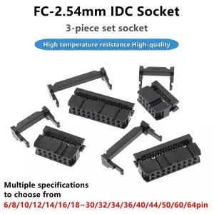 10pcs FC 6P/8/10/12/14/16/18/20/24/26/30/34/40/50/60/64 핀 2.54mm 피치 암 IDC 소켓 커넥터 리본 케이