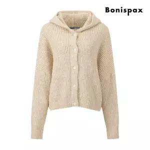 보니스팍스 리브드 드롭 울 블렌딩 후드 가디건 (XQ1KG002M0)