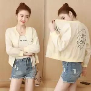 친절한탄씨 WL S04150 등프린팅 얇은 바람막이 숏점퍼 집업 여름점퍼 휴가룩 예쁜여름점퍼
