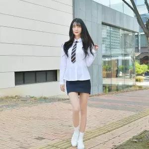 [하프클럽/]TBZ 교복몰 (빅사이즈)여성 교복셔츠 둥근카라 그레이체크
