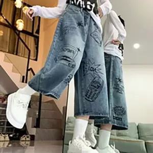 [하프클럽/셀럽하우스]빈티지 스트릿 칠부 Y2K 페인팅 팬츠