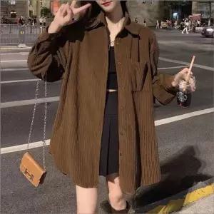 [하프클럽/셀럽하우스]여성 봄가을 골덴 셔츠 루즈핏 코듀로이 남방 2컬러