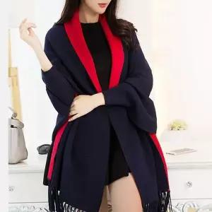 [하프클럽/셀럽하우스]어깨숄 레드 다크블루 색상변화숄 185cm어깨숄 망토숄 185cm