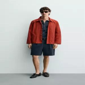 ZARA 워싱 레귤러핏 오버셔츠 - 레드 1437/484/600