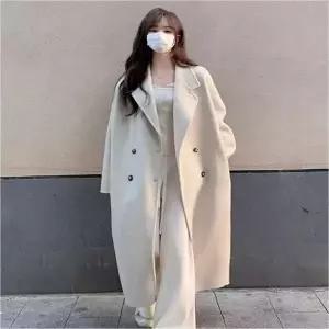 [하프클럽/셀럽하우스]카라 모직 롱 루즈핏 편한 아우터 여자 코트 더블