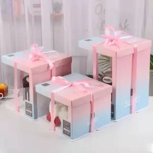 손잡이 포장박스 케이스 사각 투명케이크상자 베이커리 생일 에그타르트상자 선물상자