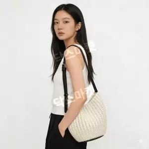 닥스마켓 내추럴 숄더 여름 라탄 백 호보 왕골 밀짚 가방