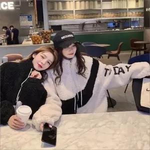 [하프클럽/셀럽하우스]자켓 2color 여자 뽀글이 집업 겨울 아우터 오버핏