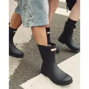HUNTER [UNISEX] 다운포어 숏 레인부츠 - 블랙 HFRU0002251BLK 470958