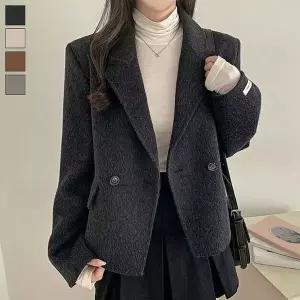 [하프클럽/]여성 더블카라 겨울 모직 숏 코트 자켓 클래식 4색