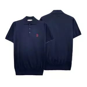 26SS 브루넬로쿠치넬리 로고 코튼 니트 카라 반팔 티셔츠 M29800195 CW425