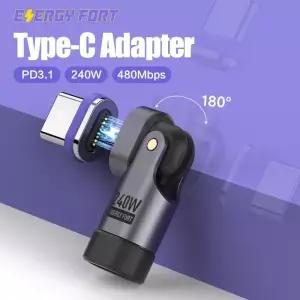 240W 자기 충전 케이블 180 °  USB C-USB C 어댑터 유형 고속 충전기 데이터 전송 커넥터 회전