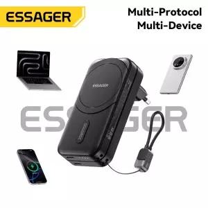 Essager 3-in-1 여행용 보조베터리 충전기 65W 분리형 노트북용 5000mAh 자기 무선 전화 태블릿