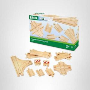 BRIO 월드 어드밴스드 익스텐션 팩 - 11피스 나무 기차 트랙 - FSC 인증 - 모든 철도와 호환 - 인터랙티브 철도 재미를 위한 나무 트랙 스위치 포함 - 3세 이상
