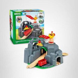 BRIO World - 33889 크레인 & 마운틴 터널 | 어린이용 7피스 장난감 기차 액세서리 | 인터랙티브 플레이 | FSC 인증 목재 | 3세 이상에게 적합