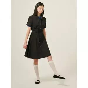 매장정품 빈폴 BEANPOLE LADIES 밴드넥 7부 소매 쇼트 원피스 블랙 (BF5471C085) BF5471C085 721191