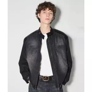 브랜드정품 BUCKAROO 가죽패치 바이커 데님 자켓 블랙 176781