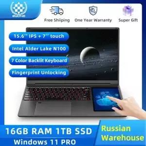 BYONE 듀얼 스크린 노트북 56 인치 7 터치 인텔 N00 6G RAM 52G T SSD 색 키보드 백라이트 사무실 디자인
