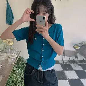 핫핑 [반팔니트/여름가디건] 웰리 오픈카라 브이넥 반팔 가디건