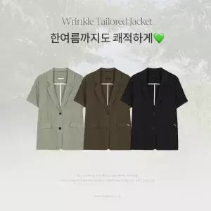 핫핑 [하객룩/출근룩] 비아크 링클 투버튼 테일러드 싱글 반팔자켓