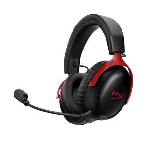 HyperX Cloud III S u2013 무선 게이밍 헤드셋, 2.4GHz, 블루투스, 배터리 수명 최대 120시간 2.4GHz / 200시간 53mm 앵글 드라이버, 10mm 탈착식 마이크, 사용자 지정 가능한 블랙 레드