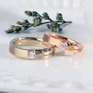 1부 다이아 커플링 랩 그로운 각인 필기체 무광 14K 18K 결혼 기념일 선물 반지