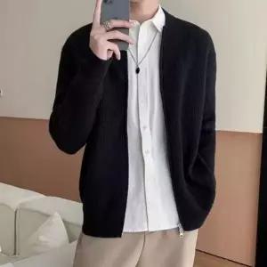 [하프클럽/]남자 집업 가디건 댄디룩 데일리 니트 깔끔한 남성 더블 지퍼 간