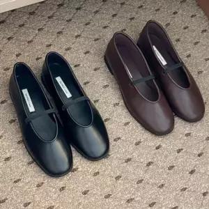 라운드토 스트랩 심플 컴포트 쿠션 모던 메리제인 플랫슈즈 여성...