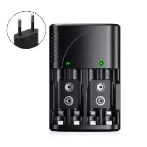 범용 배터리 충전기 9V 충전식 용 LED 조명이있는 4 슬롯 벽 1.2V AA/AAA 스마트 EU 플러그