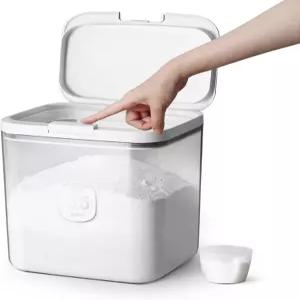 원 프레스 뚜껑이 있는 리브랩 메이커 디스펜서 계량컵이 투명 PET 파우더 용기 포드 5.5L/12Lbs/200온스