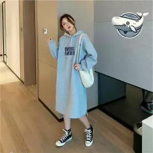 여성 캐주얼 기모 롱원피스 후드 스타일 데일리 시밀러룩 30대커플룩 커플시밀러룩