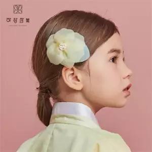 [보리보리/하랑한복]여아 머리핀 동백꽃-노랑