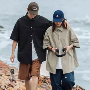 [아이에스이랩]여름 오버핏 포켓 남방 반팔 레이어드 셔츠 I2SH009