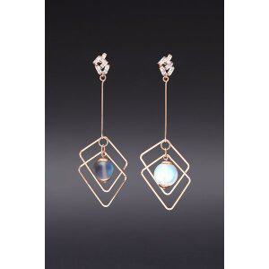 [하지나][HAZINA] Moonstone Honey Comb Earrings [Option-Earclip 귀찌]