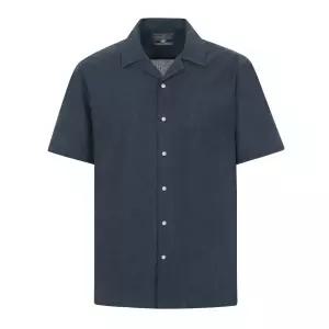 밑단일자형 린넨믹스 오픈카라 슬림 반소매CDH2C13005G0