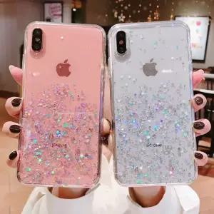 블링블링 케이스 반짝이 스팽글 아이폰 8 7 플러스 6 6S 샤인 스타 투명한 X XR XS MAX 10 소프트 커버