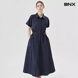 [BNX]소매 롤업 셔링 카라 롱 반팔 원피스 (BV2OP030L0)