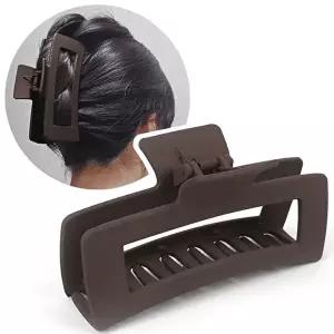 대왕집게핀 올림머리 헤어 집게핀 브라운 반머리핀-WFFN885