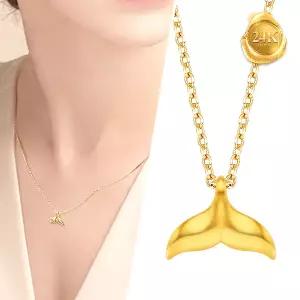 [골드피아] 24K 순금 행운의 고래꼬리 목걸이 (24K 펜던트 + 브라스 체인 목걸이)