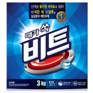 비트 일반용 가루세제 3kg (지함)/세제/리필/세탁/가루/실내/건조/테크/애경/알칼리성/세제통/드럼용/