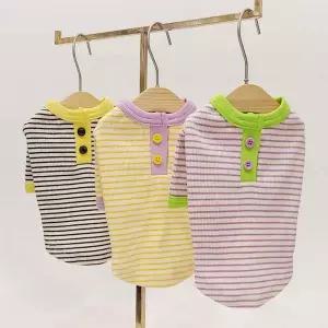[콩심팥심]강아지 뉴트로 단가라 티셔츠 2XL 1P 반려견 긴팔티 애견옷