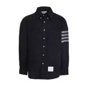 톰브라운 THOM BROWNE 25 솔리드 플란넬 셔팅 4-바 네임택 스트레이트 핏 셔츠 MWL272A 05245 415)