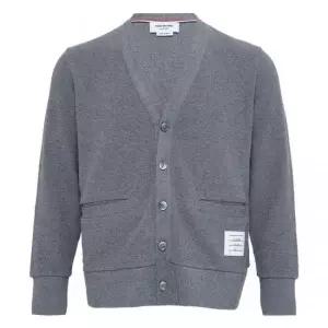 톰브라운 MUST IT_THOM BROWNE 26SS 4-바 인타르시아 트림 코튼 텍스처 브이넥 가디건 MJT551A J0114 035)