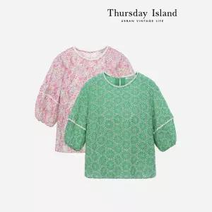 [Thursday Island] 펀칭 자수 레이스 블라우스(T244MBL246W)