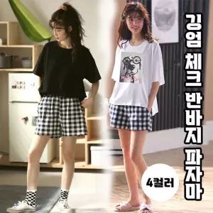 -77 OK 사이즈 4color 주머니 체크 추리닝 반바지 44 파자마 밴딩