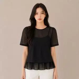 [JJ지고트](대전신세계)플레어라인 뷔스티에 시스루 블라우스 GS5N0BL551