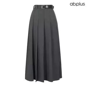 [ab.plus] 벨트 세트 핀턱 플리츠 롱 스커트 (LSA2MS32A)
