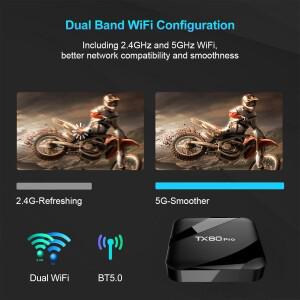 로니식 안드로이드TV 16 TX80 PRO TV 박스 쿼드코어 ARM Cortex-A53 CPU 펜타코어 Mali-450 16GB+256GB 메