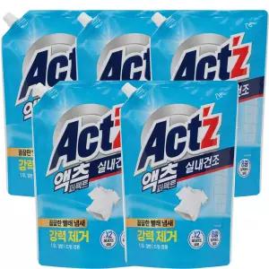 액츠 퍼펙트 실내건조 리필 1.5L 5개 액체세제 세탁세제